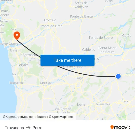 Travassos to Perre map