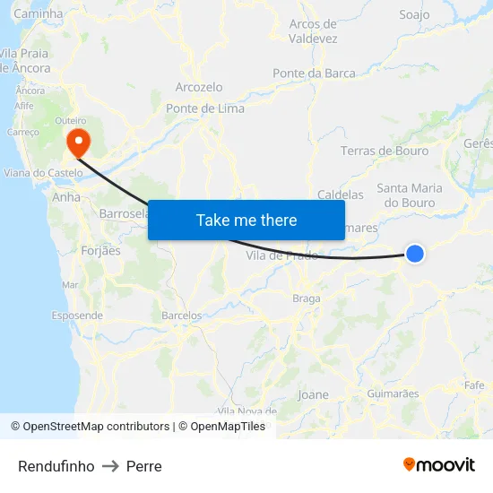 Rendufinho to Perre map