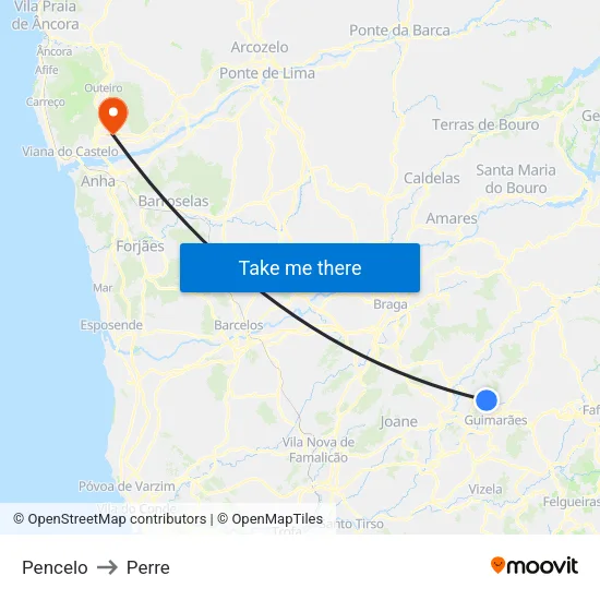 Pencelo to Perre map