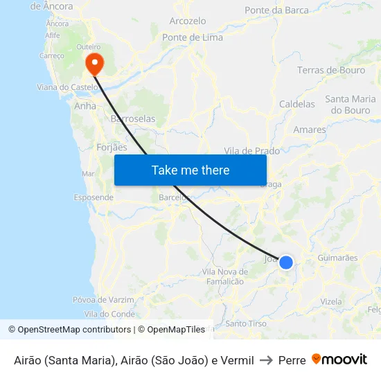 Airão (Santa Maria), Airão (São João) e Vermil to Perre map