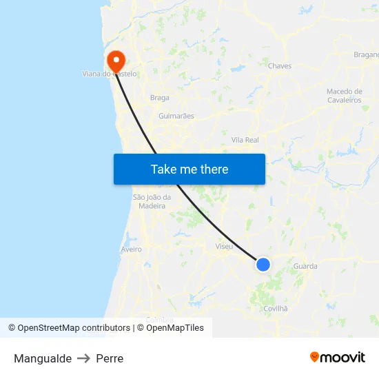 Mangualde to Perre map