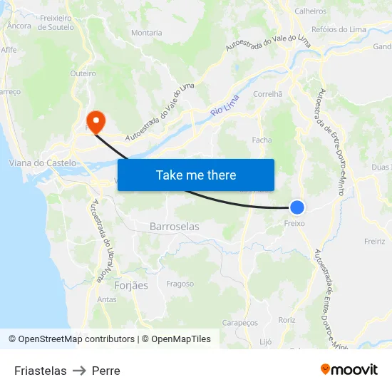 Friastelas to Perre map