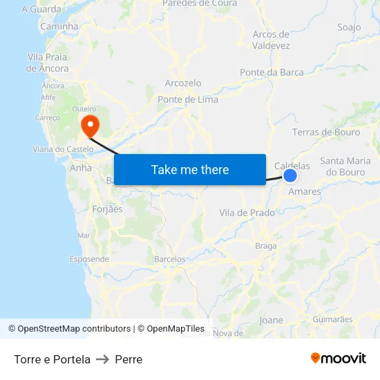 Torre e Portela to Perre map