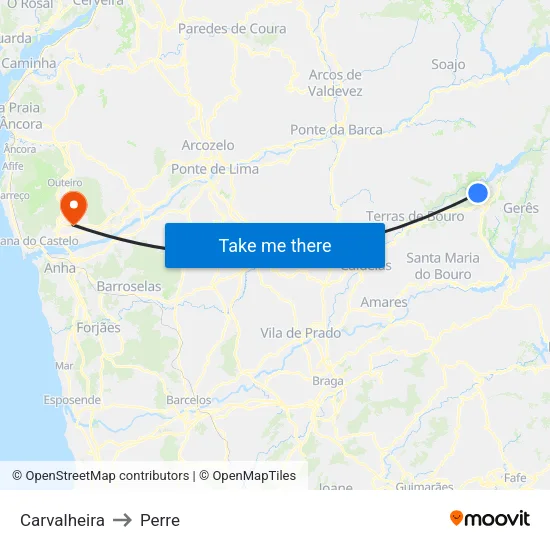 Carvalheira to Perre map