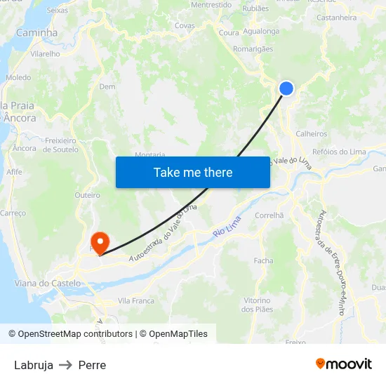 Labruja to Perre map