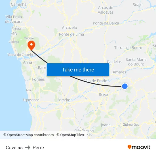 Covelas to Perre map