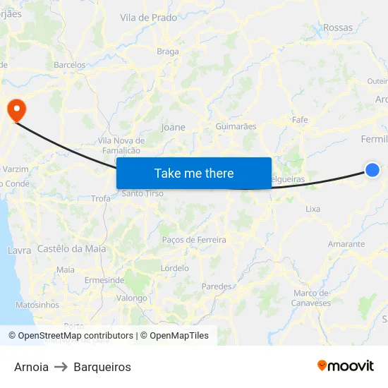 Arnoia to Barqueiros map