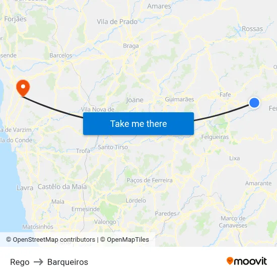 Rego to Barqueiros map