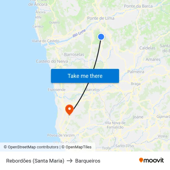 Rebordões (Santa Maria) to Barqueiros map