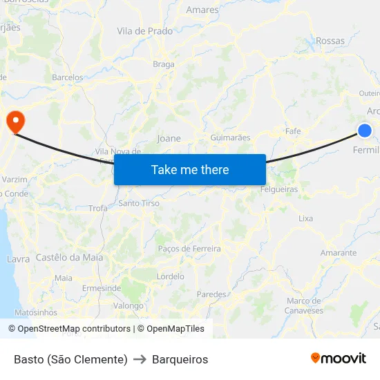 Basto (São Clemente) to Barqueiros map