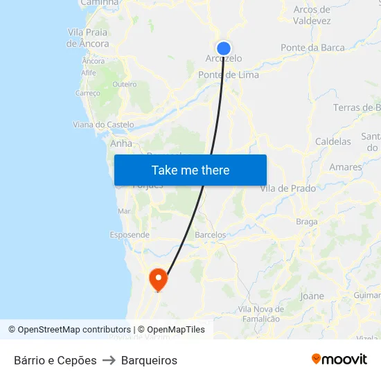 Bárrio e Cepões to Barqueiros map