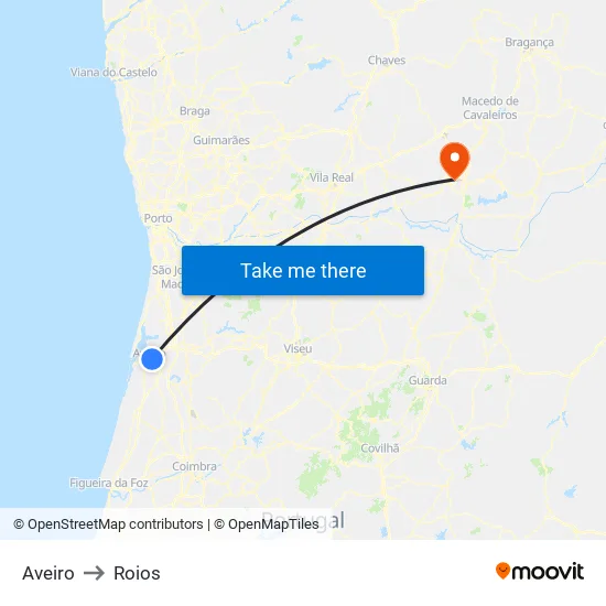 Aveiro to Roios map