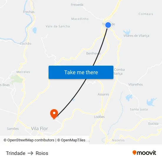 Trindade to Roios map