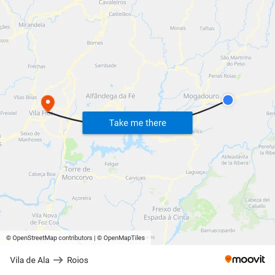 Vila de Ala to Roios map