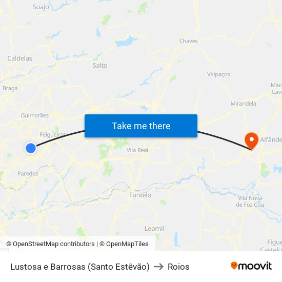 Lustosa e Barrosas (Santo Estêvão) to Roios map