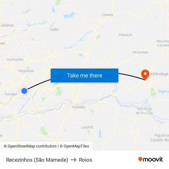 Recezinhos (São Mamede) to Roios map