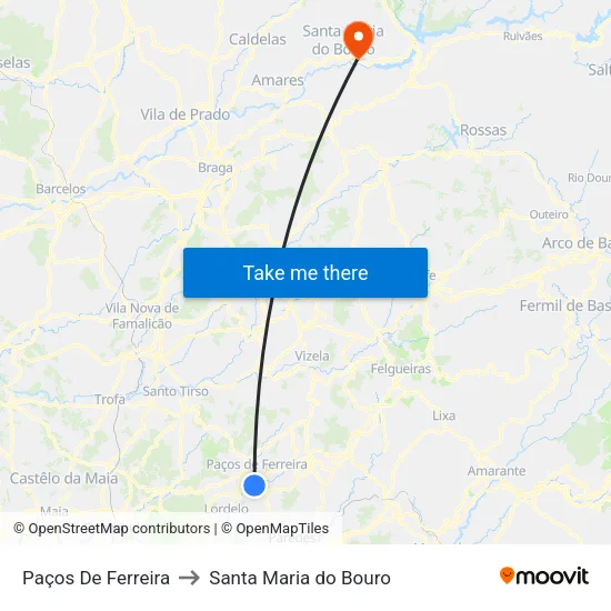 Paços De Ferreira to Santa Maria do Bouro map