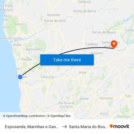 Esposende, Marinhas e Gandra to Santa Maria do Bouro map