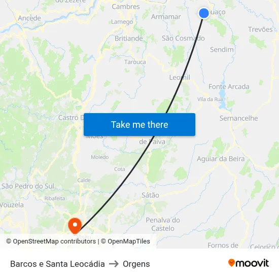 Barcos e Santa Leocádia to Orgens map