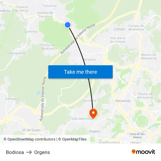 Bodiosa to Orgens map