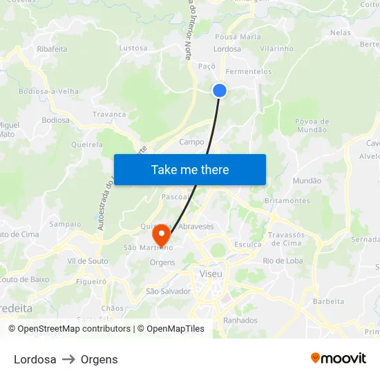 Lordosa to Orgens map
