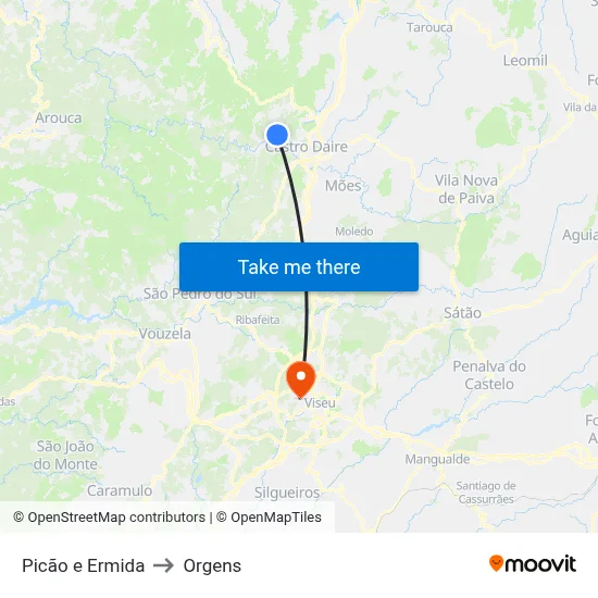 Picão e Ermida to Orgens map