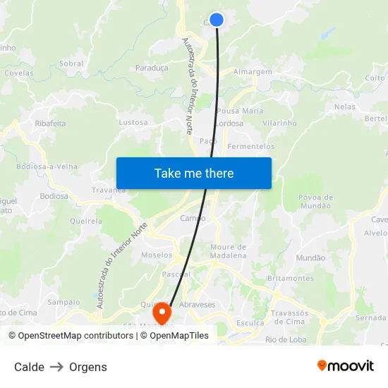 Calde to Orgens map
