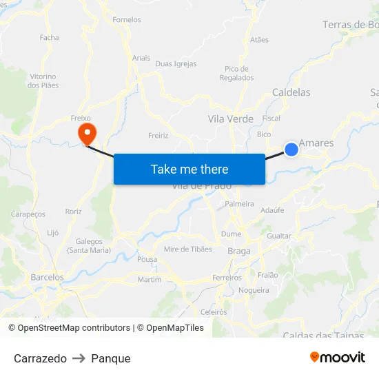 Carrazedo to Panque map