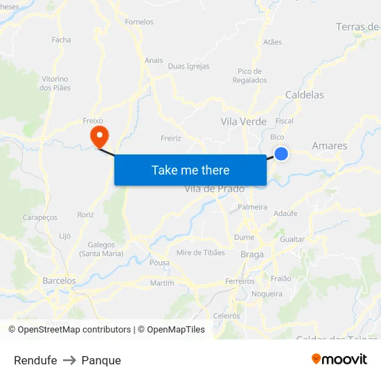 Rendufe to Panque map