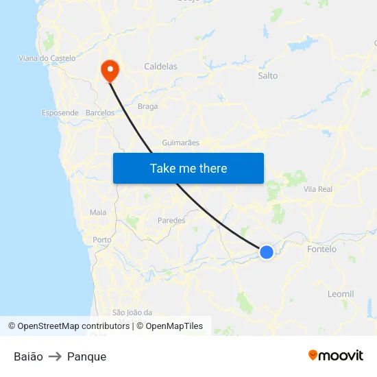 Baião to Panque map