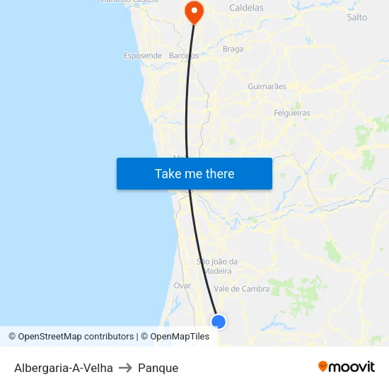 Albergaria-A-Velha to Panque map
