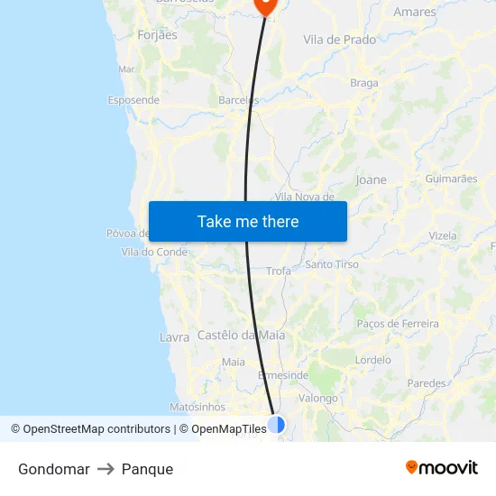 Gondomar to Panque map
