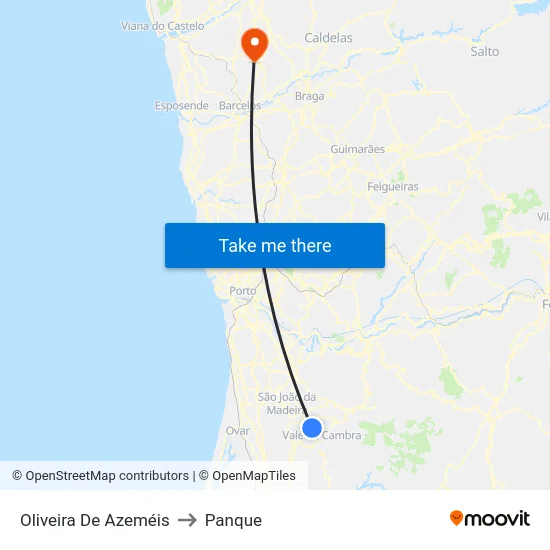 Oliveira De Azeméis to Panque map