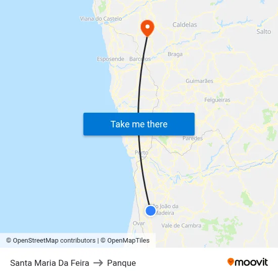 Santa Maria Da Feira to Panque map