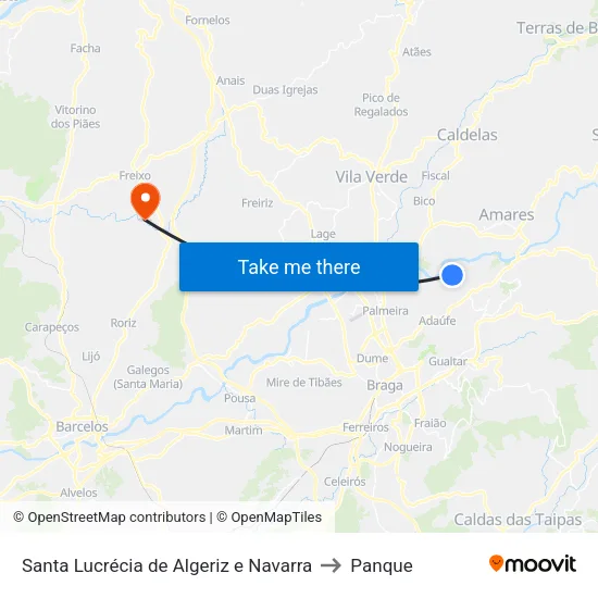 Santa Lucrécia de Algeriz e Navarra to Panque map