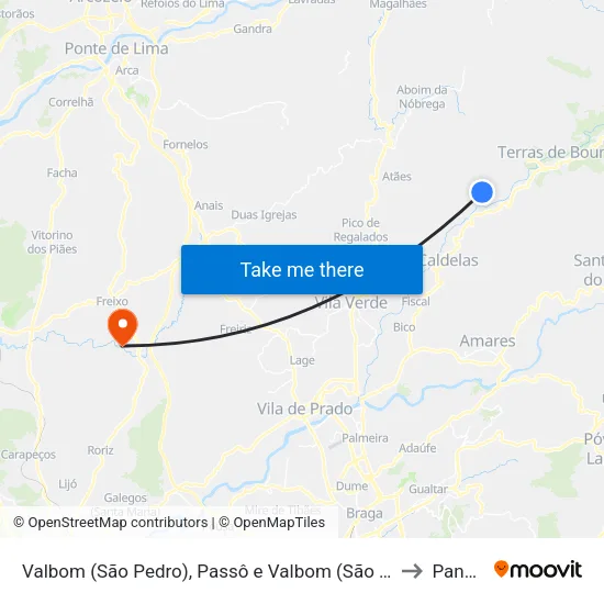 Valbom (São Pedro), Passô e Valbom (São Martinho) to Panque map