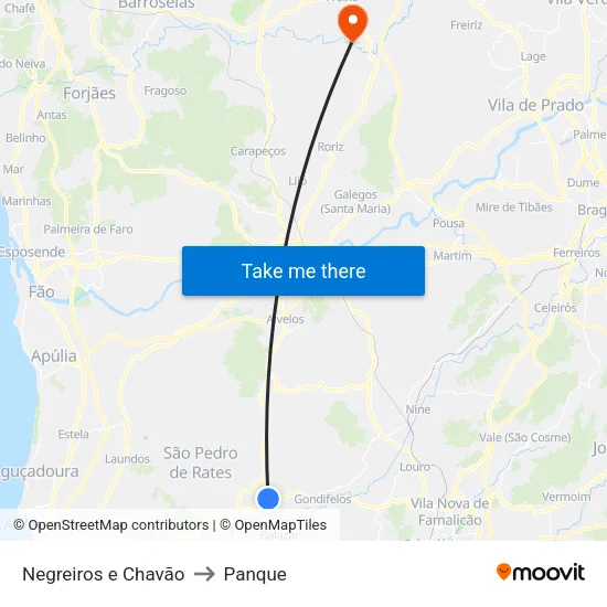 Negreiros e Chavão to Panque map