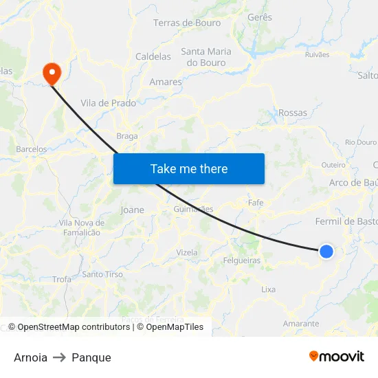 Arnoia to Panque map