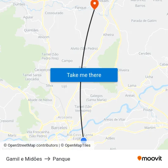 Gamil e Midões to Panque map
