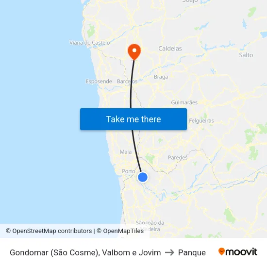 Gondomar (São Cosme), Valbom e Jovim to Panque map
