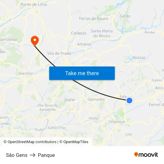 São Gens to Panque map