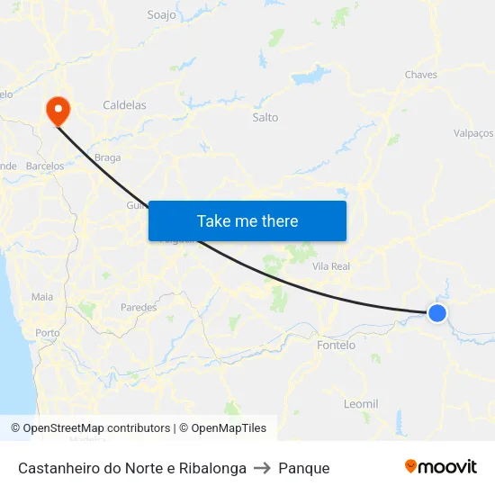 Castanheiro do Norte e Ribalonga to Panque map