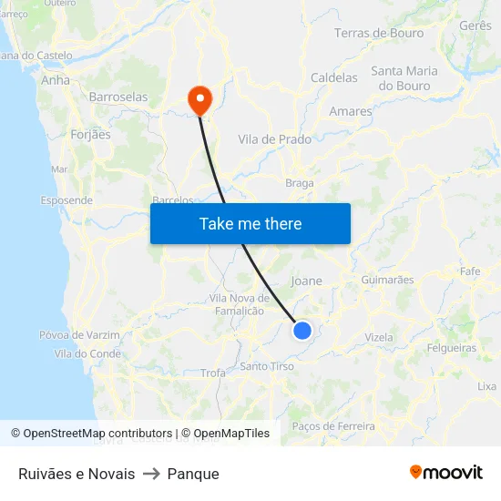 Ruivães e Novais to Panque map