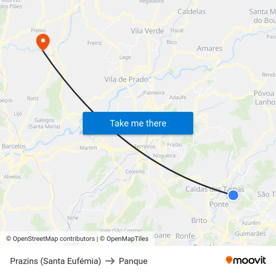 Prazins (Santa Eufémia) to Panque map