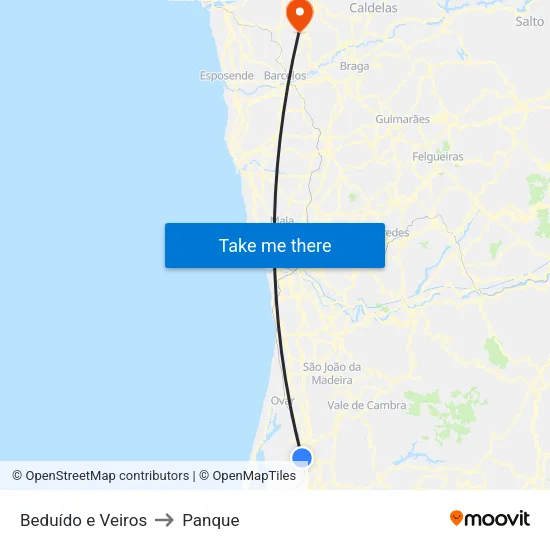Beduído e Veiros to Panque map