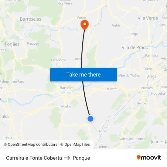 Carreira e Fonte Coberta to Panque map