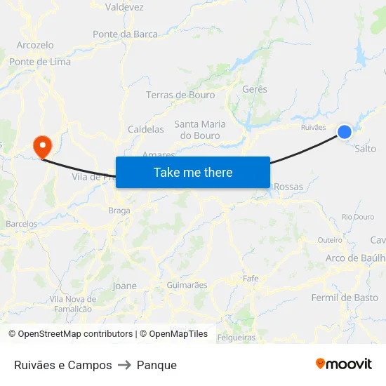 Ruivães e Campos to Panque map