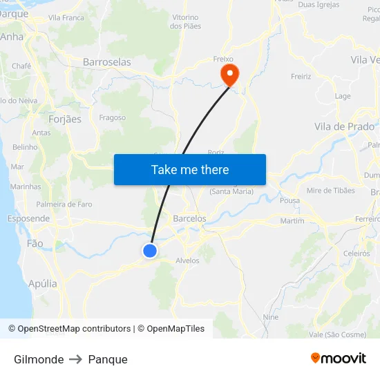 Gilmonde to Panque map