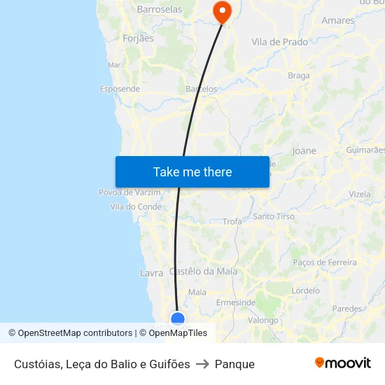 Custóias, Leça do Balio e Guifões to Panque map