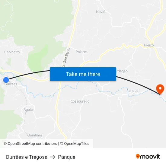 Durrães e Tregosa to Panque map